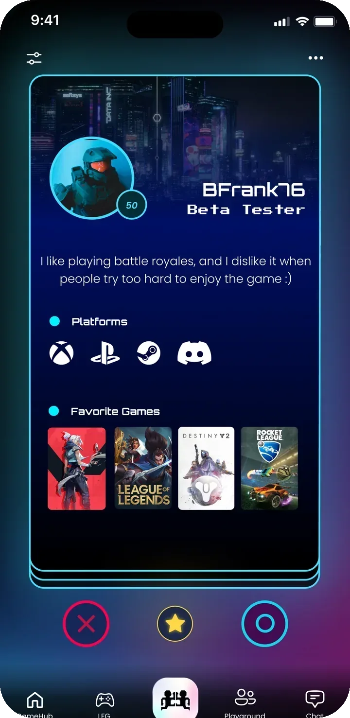 Player 2 app screenshot: Match